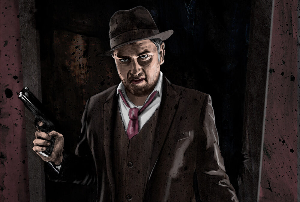 Image of a noir-style detective with a pistol